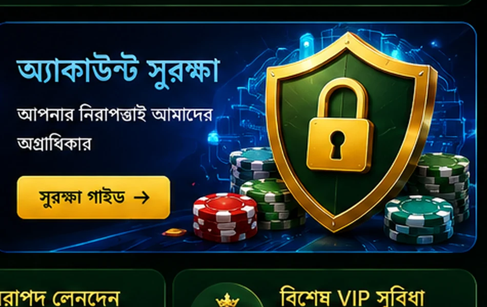 Casino themed account security shield with lock, chips and dice